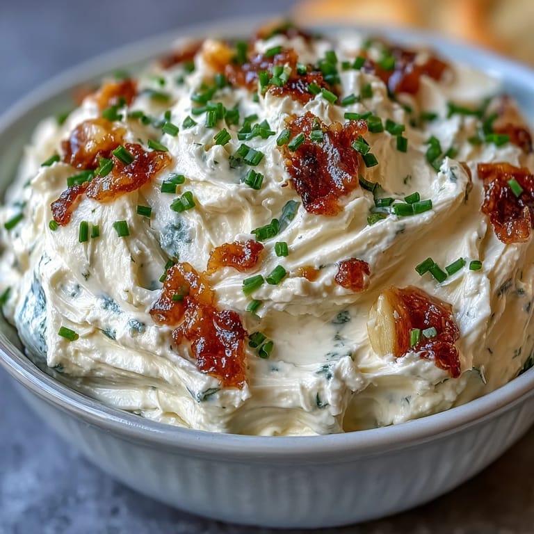 Smooth, tangy garlic cream cheese spread featuring caramelized roasted garlic, perfect as a dip or spread for sandwiches and snacks.