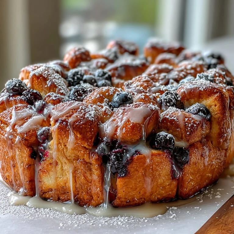 Sweet and tangy Lemon Blueberry Sourdough Pull-Apart Bread, bursting with fresh blueberries and zesty lemon sugar in every bite.  