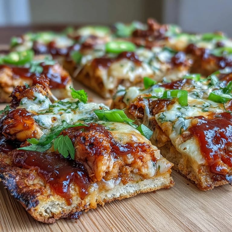 Smoky BBQ chicken, vibrant bell peppers, and gooey cheese top this easy flatbread pizza—perfect for summer dinners.  