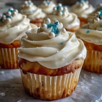 Soft vanilla Cancer birthday cupcakes adorned with shimmering pearl fondant toppers.